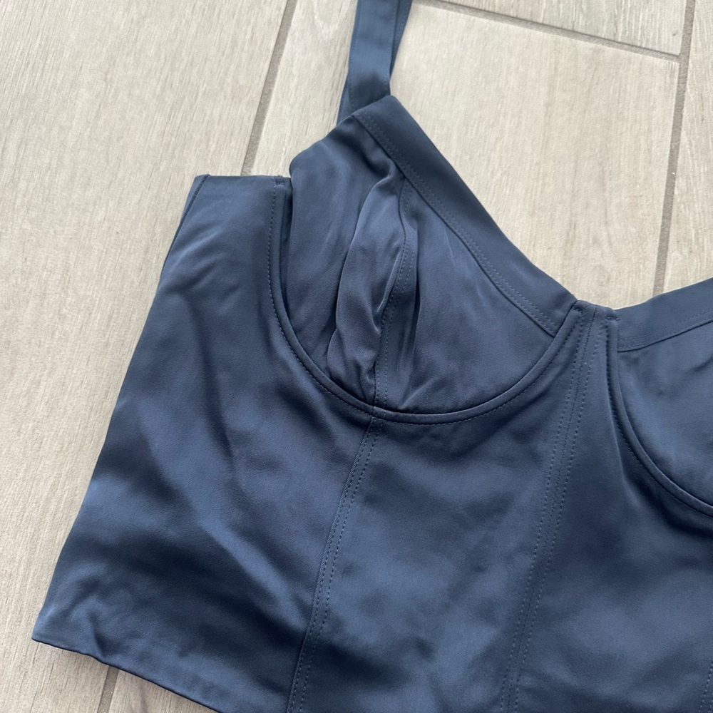 Allsaints Blue Satin Material crop top